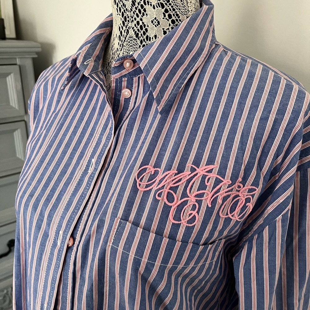 Maeve Blue & Pink Striped Button-Down Shirt - Picture 5 of 11